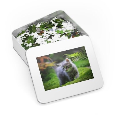Adorable Fluffy Grey Kitten Jigsaw Puzzle (30, 110, 252, 500,1000-Piece)
