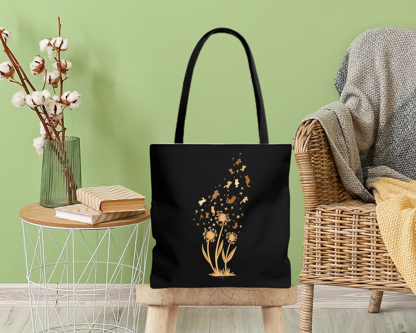 Blowing Dandelion Cats Tote Bag for Cat Lover AOP Tote Bag, Cat