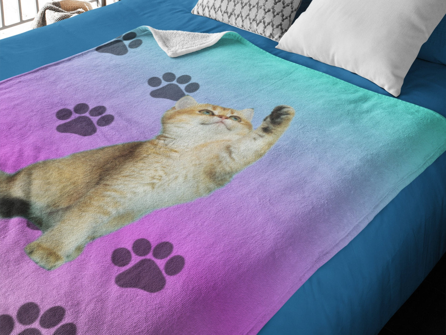 Personalized Cat Blanket, Personalized Cat Lover Gift, Custom Photo Blanket, Pet Photo Blanket, Photo Blanket Customized