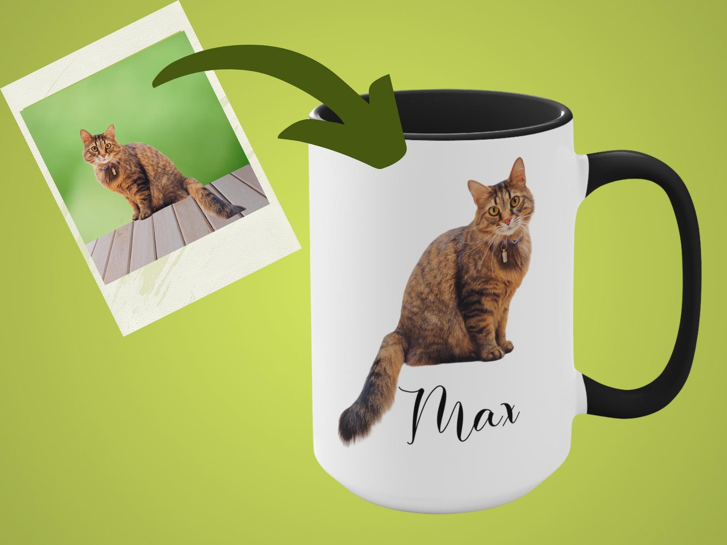 Custom Pet Portraits Mug with Name, Personalized Pet Photo Coffee Mug, Father's Day Gift, Pet Photo Birthday Gift for Dog Cat Mom & Dad