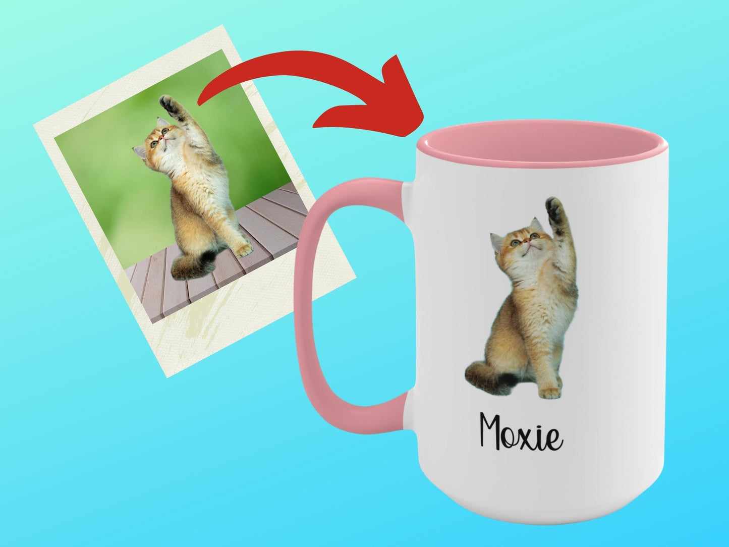 Custom Pet Portraits Mug with Name, Personalized Pet Photo Coffee Mug, Father's Day Gift, Pet Photo Birthday Gift for Dog Cat Mom & Dad