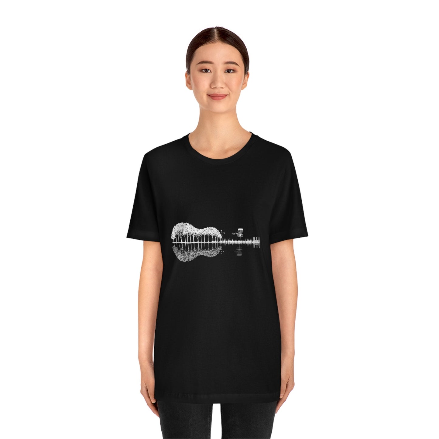 Disc Golf Guitar Shirt, Gift for Disc Golf and Guitar Lovers, Disc Golf Gift, Guitar Gift, Unisex Jersey Short Sleeve Tee