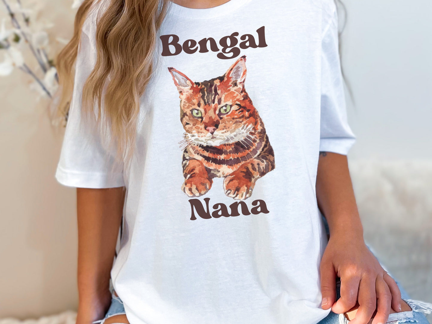 Cute Bengal Cat T-Shirt, Cat T-Shirt, Gift for Bengal Cat Owner, Bengal Cat Nana Grandma T-Shirt