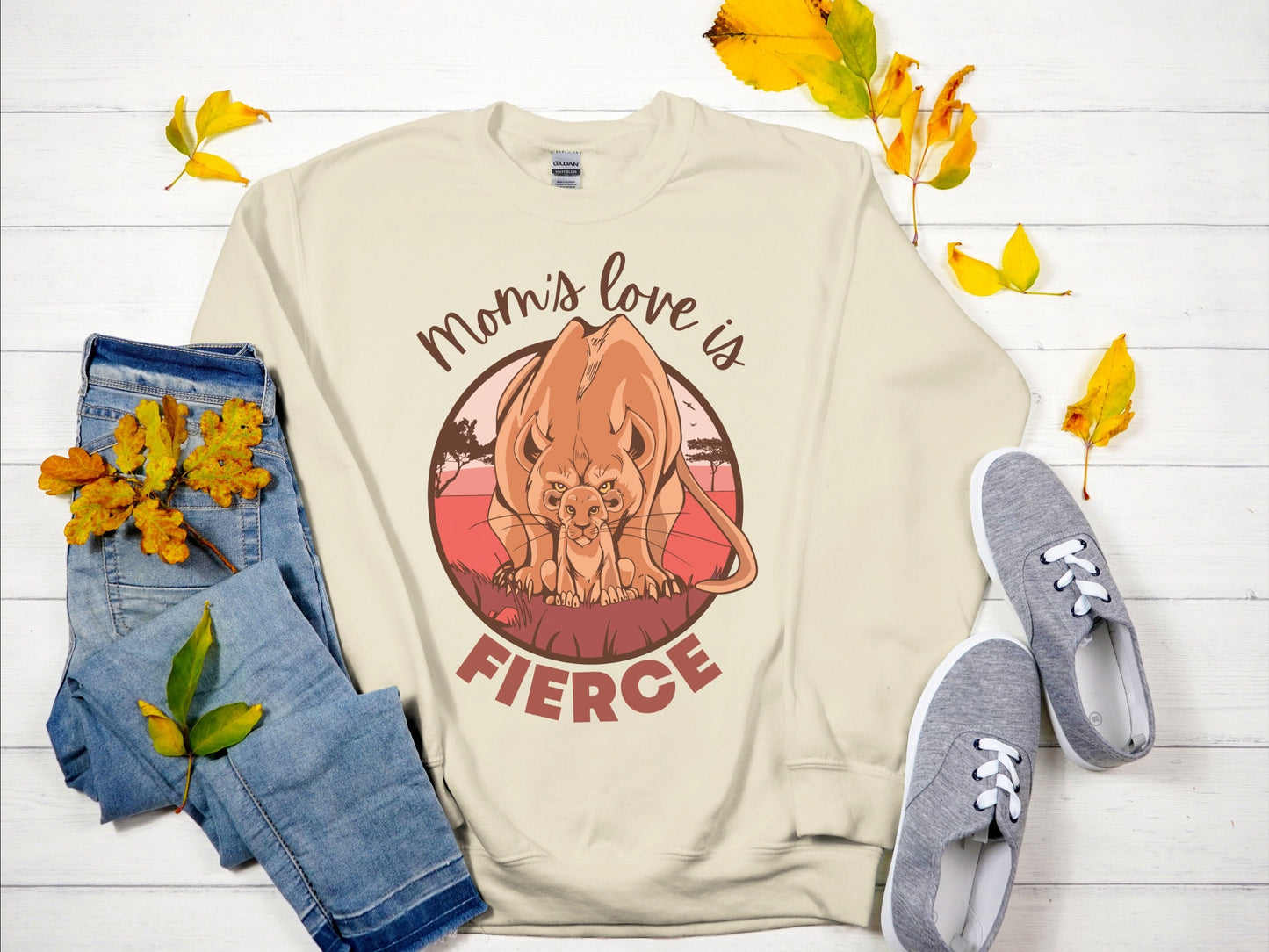 Mom's Love is Fierce, Cute Cat Sweatshirt for Cat Mama, Mother's Day Gift, Fierce Mom Love, Cat Mom Shirt, Lioness Sweater