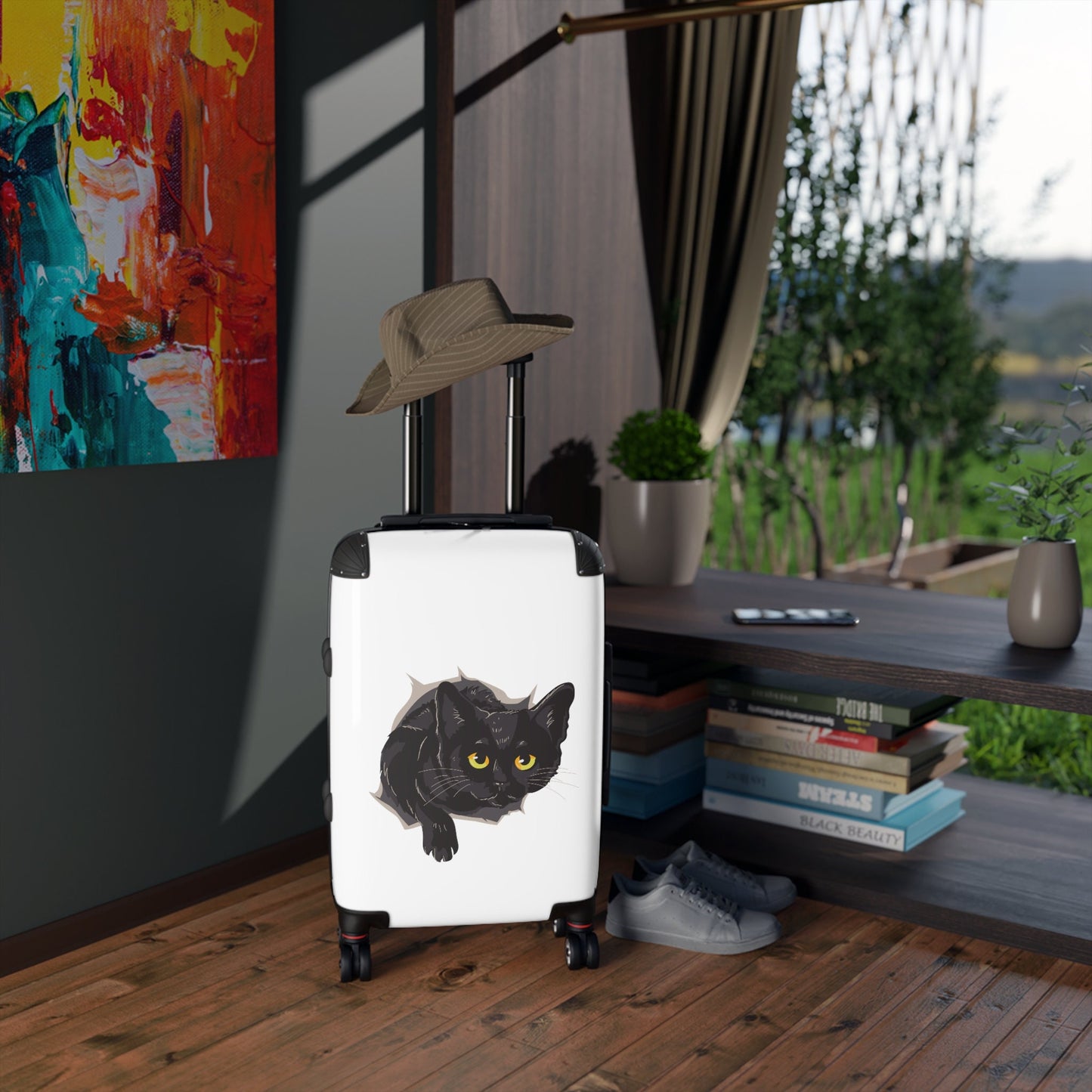 Black Cat Suitcase, Carry On Luggage, Full Size Luggage, Cabin Bag, Custom Luggage, Unique Travel Bag, Cat Lover Gift Suitcases