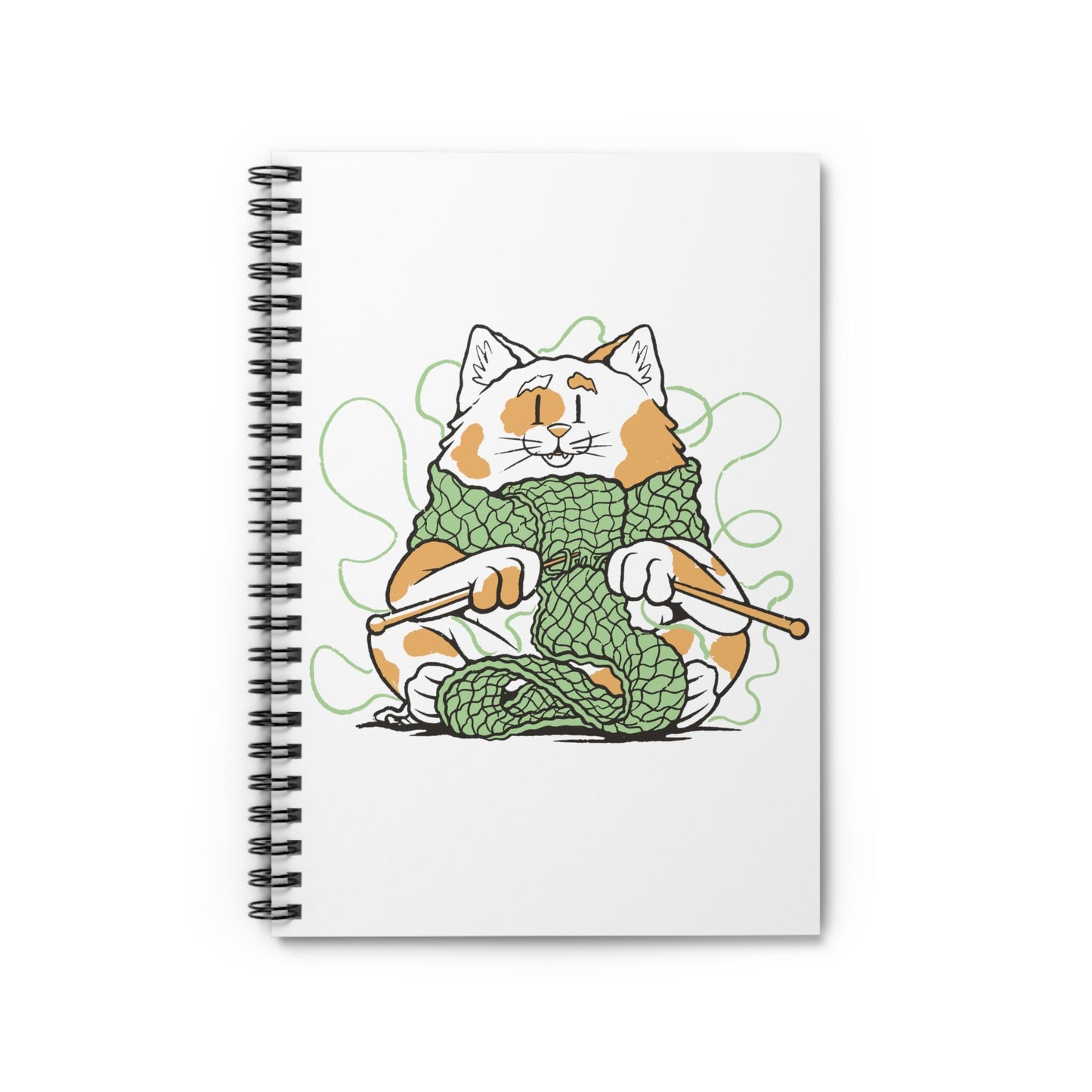 Cute Knitting Cat Notebook, Knitting Planner, Gift for Knitter Crafter, Knitting Gift, Spiral Notebook - Ruled Line