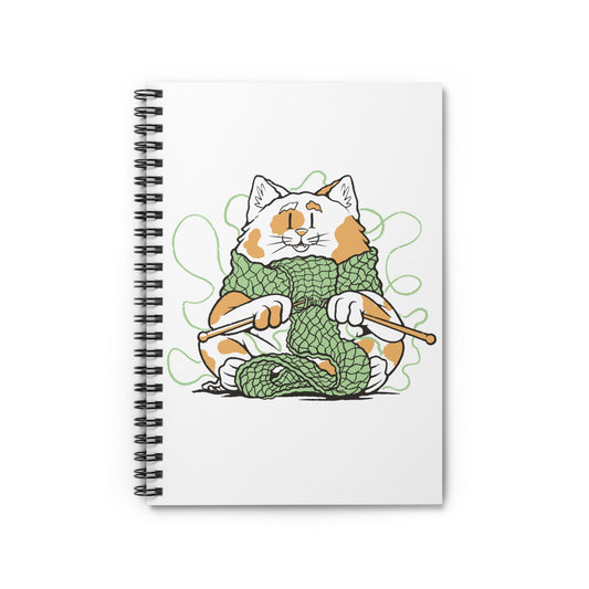 Cute Knitting Cat Notebook, Knitting Planner, Gift for Knitter Crafter, Knitting Gift, Spiral Notebook - Ruled Line