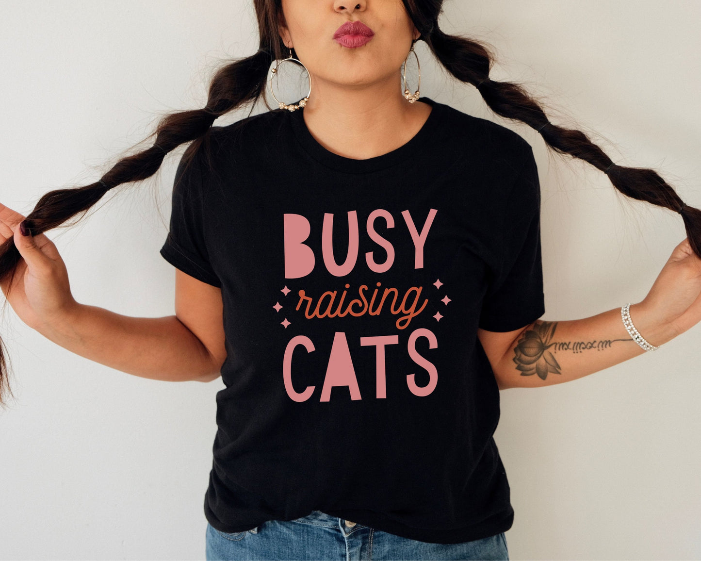 Funny Cat Tee, Busy Raising Cats, Gift for Cat Mom, Mother's Day Tshirt for Cat Mom, Gift for her, Unisex Jersey Short Sleeve Tee
