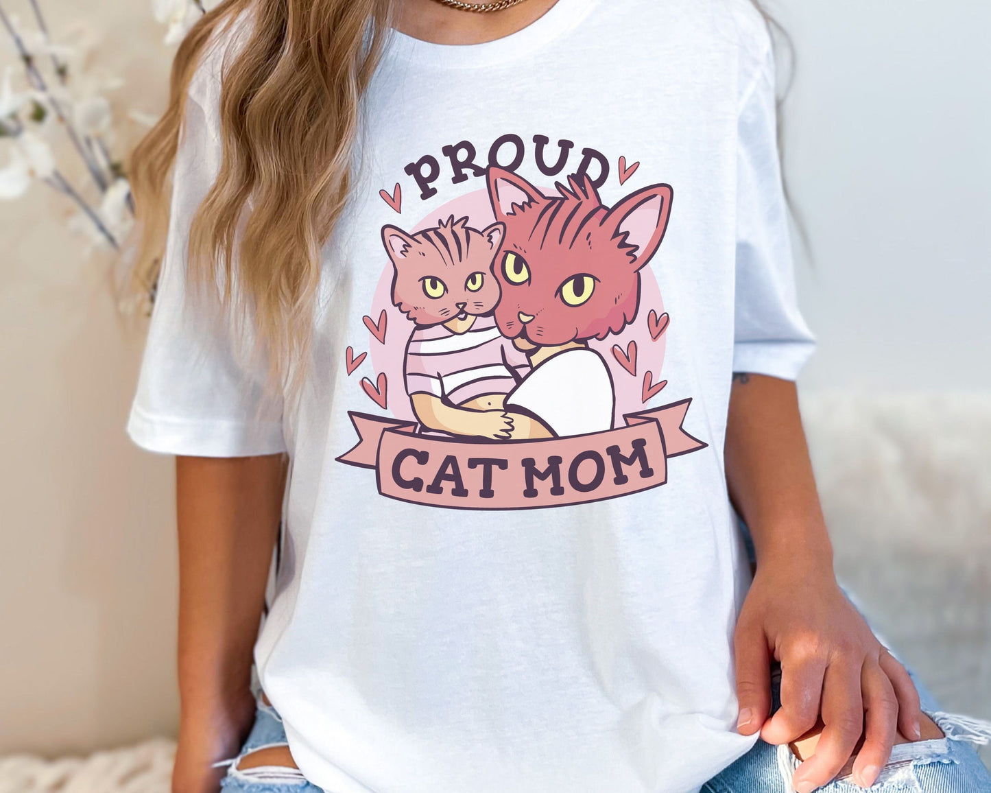 Proud Cat Mom Tee, Cat Mama Tshirt, Gift for Cat Mom, Mother's Day Gift for Cat Lovers, Unisex Short Sleeve Tee for Her