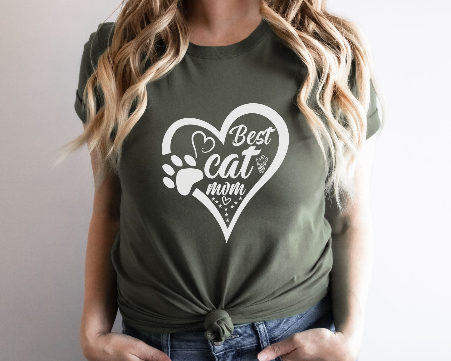 Best Cat Mom Tee with Heart and Paw, Gift for Cat Mom, Mother's Day Cat Gift, Cat Mama Tee