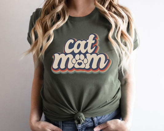Cat Mom Retro Graphic Tee, Best Cat Mom, Gift for Cat Mom, Mother's Day Cat Gift, Cat Mama Tee