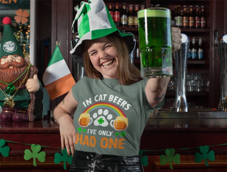 Funny Cat Shirt for Beer Lovers, St. Patrick's Day Gift, In Cat Beers I've Only Had One,  Unisex Jersey Short Sleeve Tee
