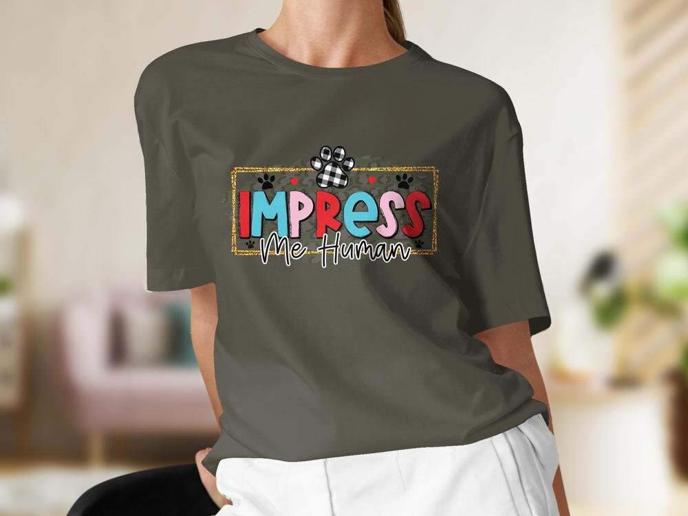 Cat Lover Colorful Tshirt, Impress Me Human, Cat Lover Gift For Her, Gift for Cat Mama, Cat Present for Cat Owners