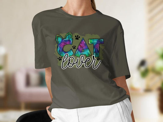 Cat Lover Colorful Tshirt for Women, Polkadot Cat Lover Gift For Her, Gift for Cat Mama, Cat Present for Cat Owners