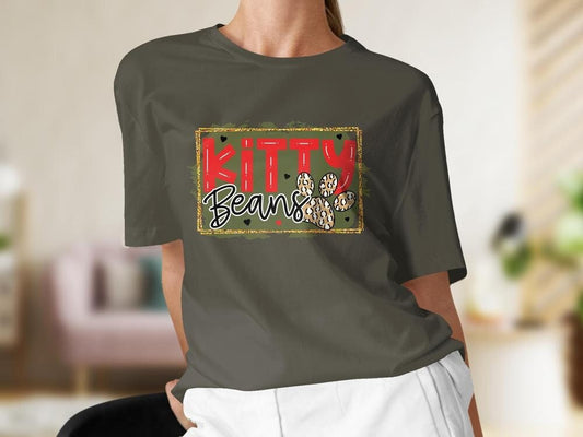 Kitty Beans Tee, Cat Lover Colorful Tshirt for Women, Cat Lover Gift For Her, Gift for Cat Mama, Cat Present for Cat Owners