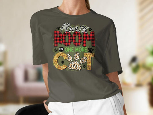 Always Room For One More Cat, Cat Lover Colorful Tshirt, Red Plaid Cat Lover Gift For Her, Gift for Cat Mama, Cat Present for Cat Owners