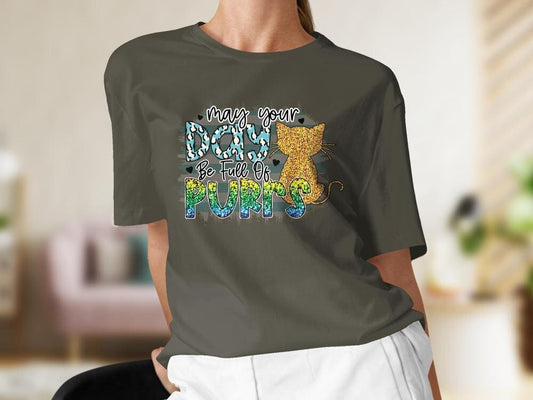 May Your Day Be Full of Purrs, Cat Lover Colorful Tshirt for Women, Cat Lover Gift For Her, Gift for Cat Mama, Cat Present for Cat Owners