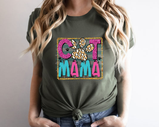 Cat Mama, Cat Lover Colorful Tshirt for Women, Polkadot Cat Lover Gift For Her, Gift for Cat Mama, Cat Present for Cat Owners