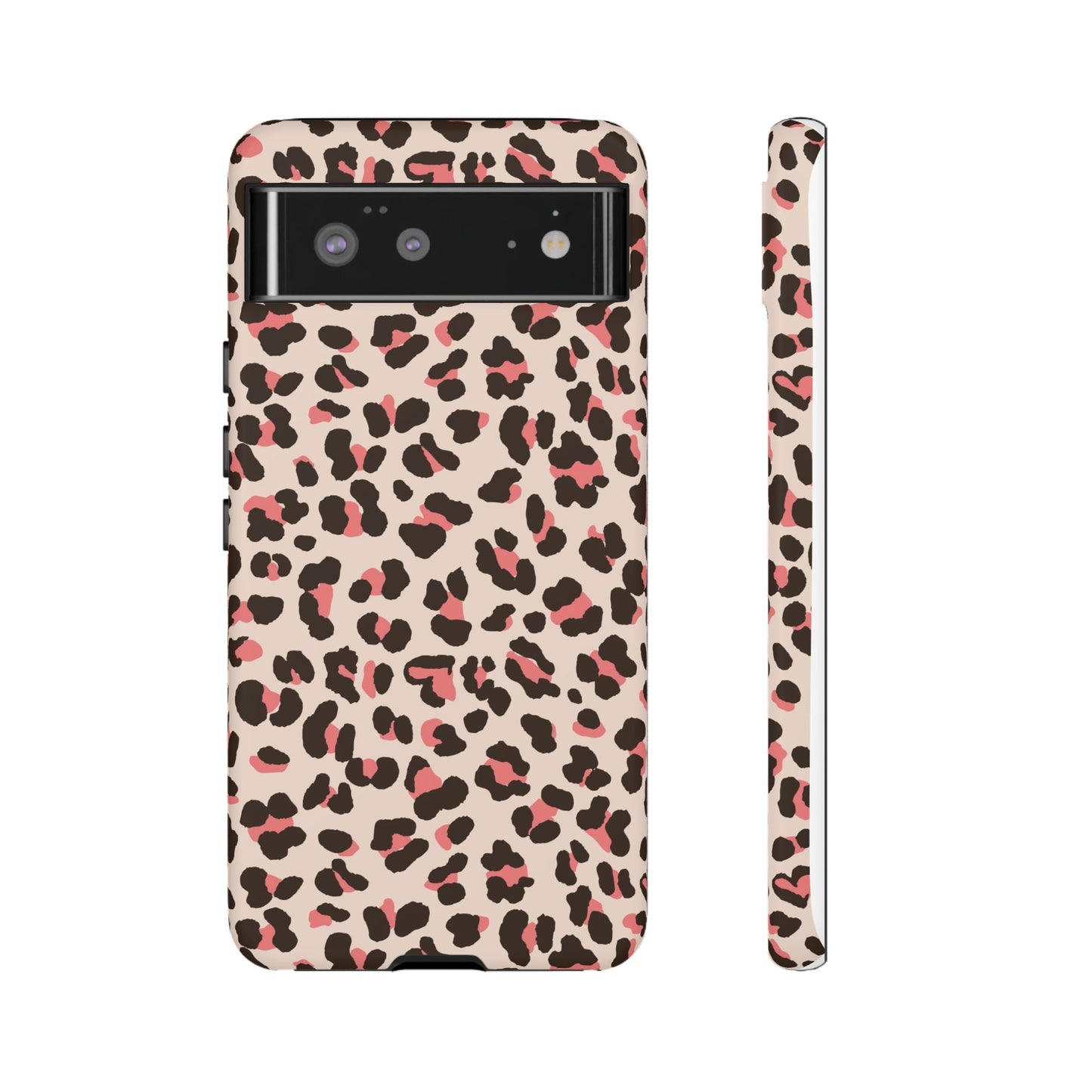 Pink Leopard Print Phone Case, Cover for iPhone 14 Pro, 13, 12, 11, XR, 8+, 7 & Samsung S21, A50, A51, A53, Huawei P20, P30 Lite Tough Cases