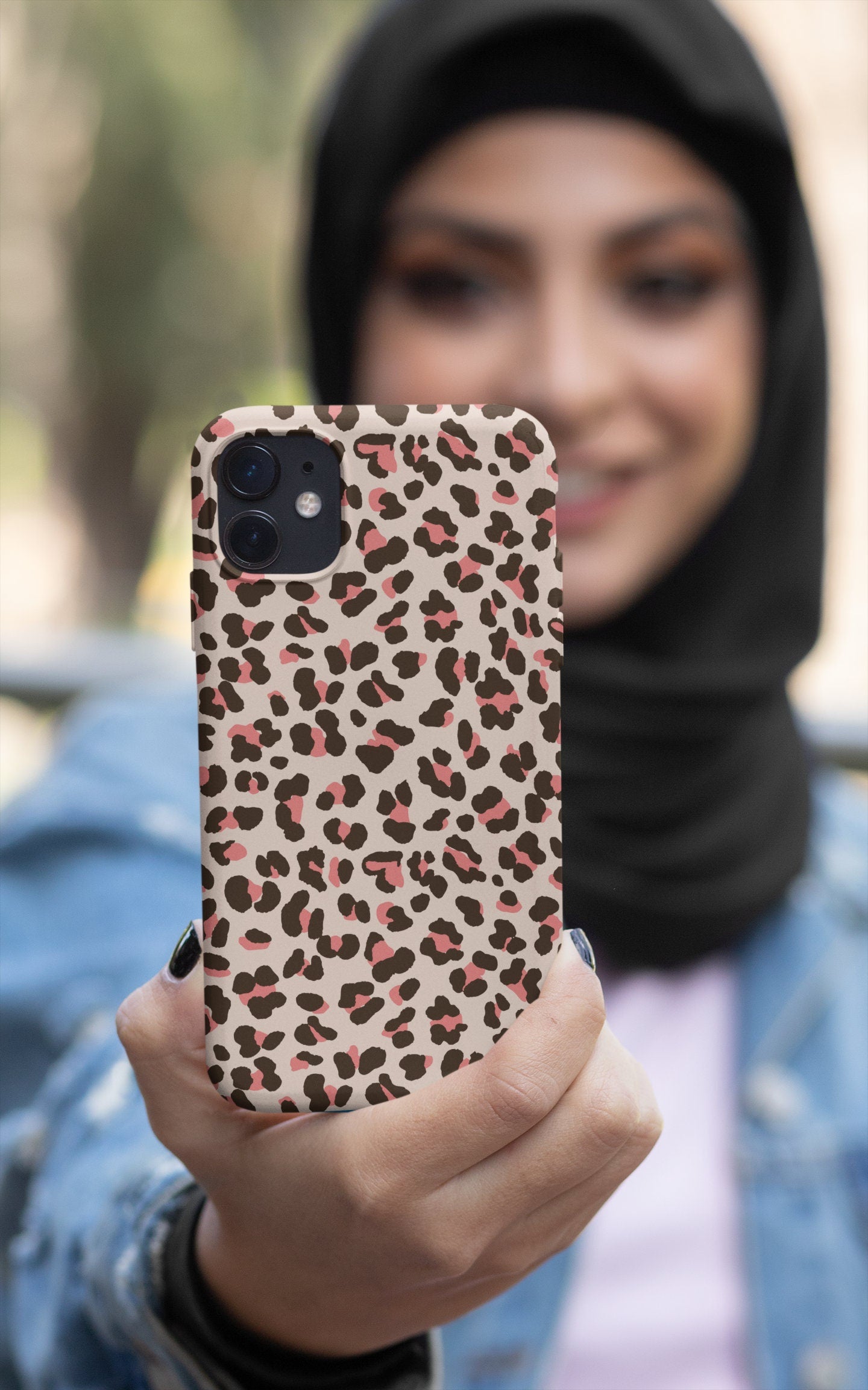 Pink Leopard Print Phone Case, Cover for iPhone 14 Pro, 13, 12, 11, XR, 8+, 7 & Samsung S21, A50, A51, A53, Huawei P20, P30 Lite Tough Cases