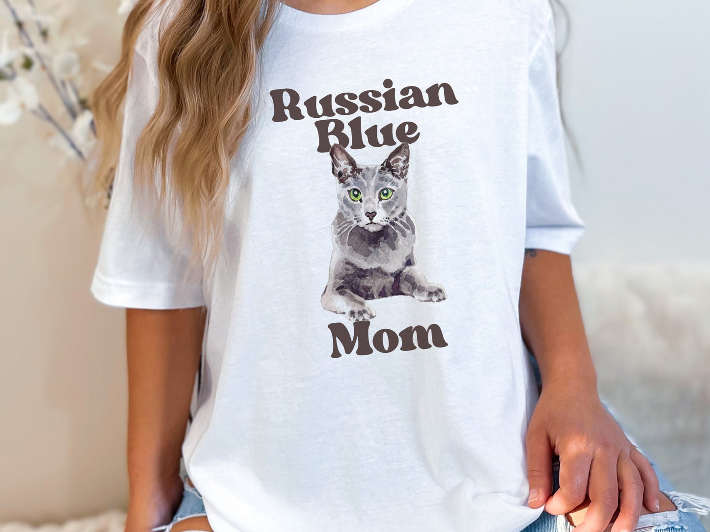Cat Mom Shirt, Gift for Russian Blue Cat Owner, Cat Mom Tee, Cat Present, Mother's Day Gift
