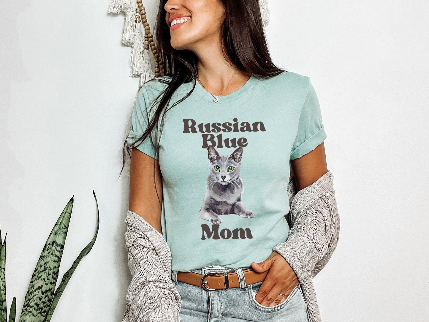 Cat Mom Shirt, Gift for Russian Blue Cat Owner, Cat Mom Tee, Cat Present, Mother's Day Gift