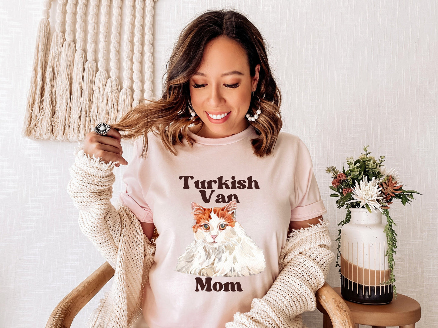 Cute Cat Mom Tee, Turkish Van Cat Top, Gift for Turkish Van Cat Owner, Specialty Cat Breed Shirt, Turkish Van Cat Mom T-Shirt
