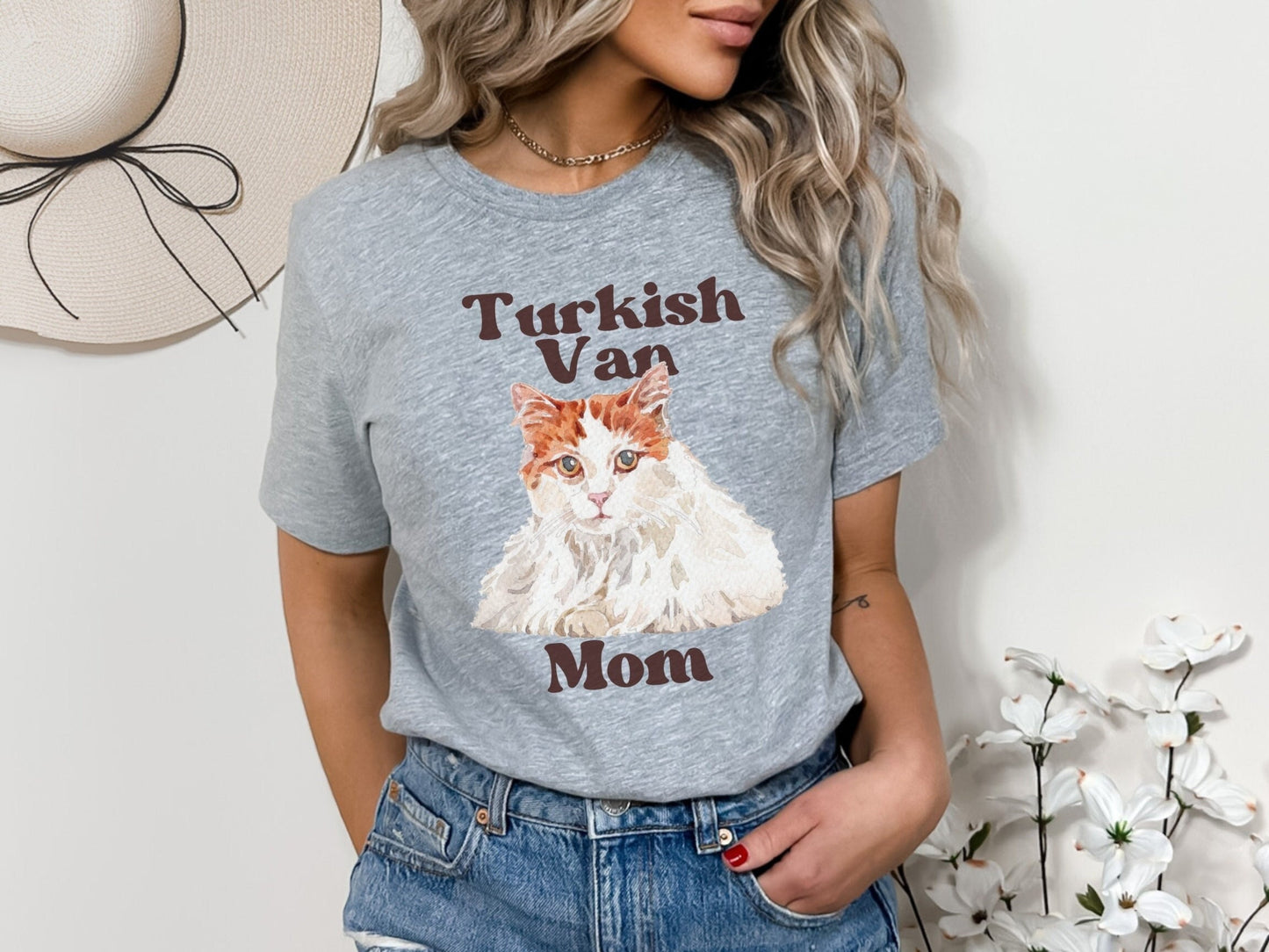 Cute Cat Mom Tee, Turkish Van Cat Top, Gift for Turkish Van Cat Owner, Specialty Cat Breed Shirt, Turkish Van Cat Mom T-Shirt