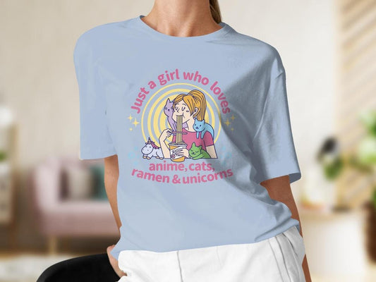 Cats and Anime Tee, Gift for Anime Lover, Gift for Cat Lover, Ramen Shirt, Anime Shirt, Cat Present