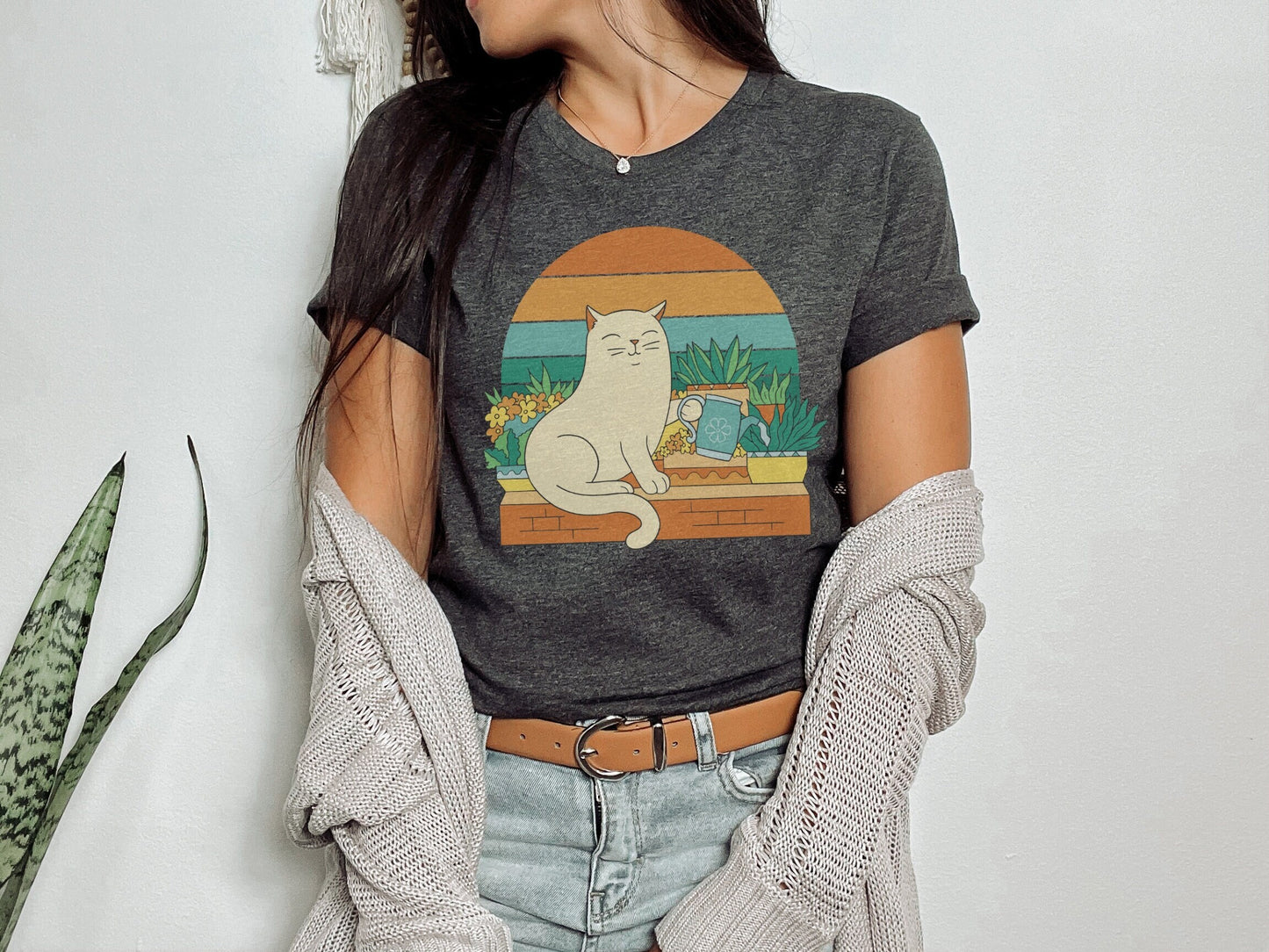 Cat Watering Plants Tee, Plant Lady Gift, Tshirt for Plant Lover, Cat Lover, Gardener, Succulent Enthusiast, Plant Lover Gift Shirt Cat Tee