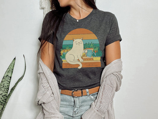 Cat Watering Plants Tee, Plant Lady Gift, Tshirt for Plant Lover, Cat Lover, Gardener, Succulent Enthusiast, Plant Lover Gift Shirt Cat Tee
