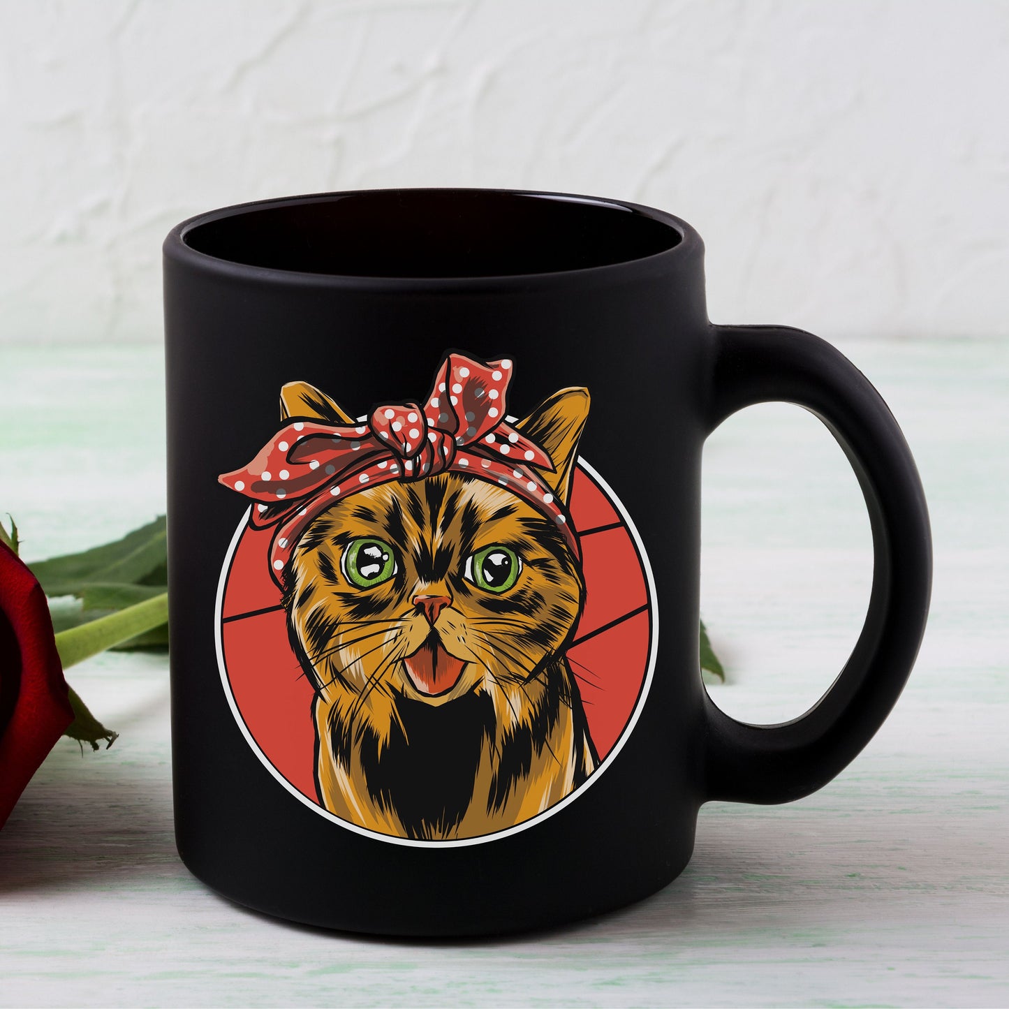 Rosie the Riveter Cat Mug, Gift for Her, Funny Cat Coffee Mug, Gift for Cat Mom, Gift for Cat Dat, Cat Present