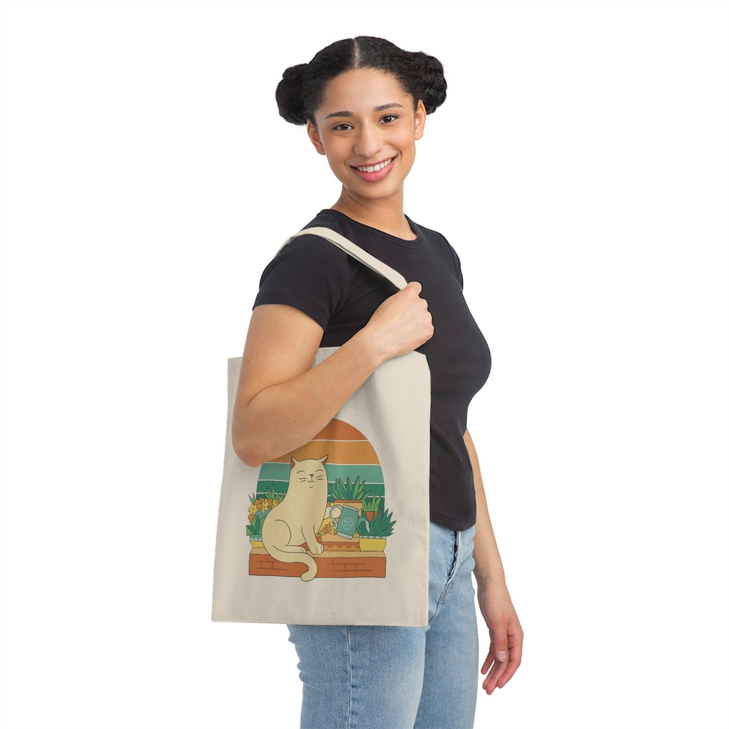 Cat Watering Plants, Cute Cat Tote Bag, Funny Gardening Sac, Shopping Bag for Plant Lover, Cat and Plant Lover Gift, Mother's Day Gift