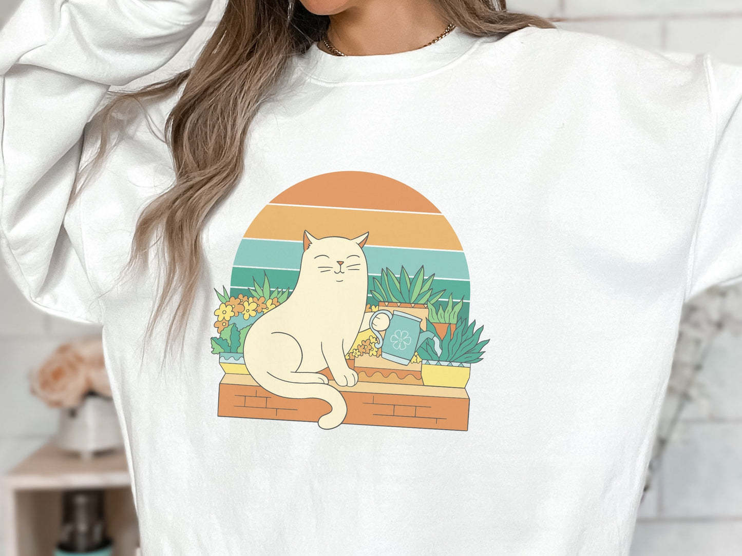 Cat Watering Plants Sweatshirt, Plant Lady Gift, Shirt for Plant Lover, Cat Lover, Gardener, Succulent Enthusiast, Plant Lover Gift Shirt