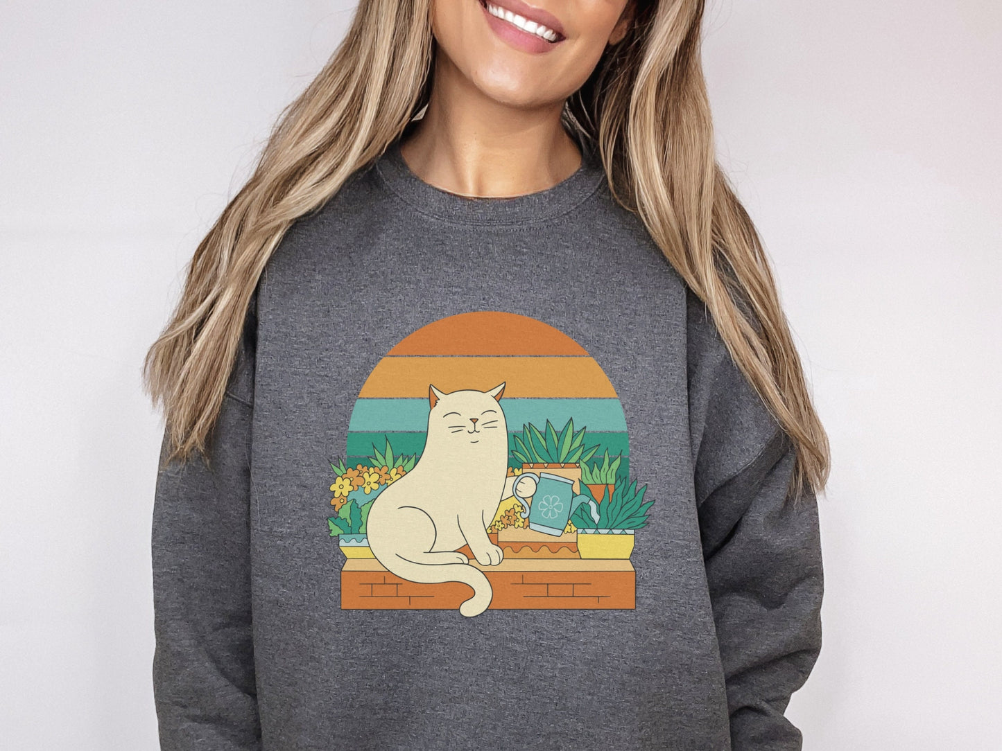 Cat Watering Plants Sweatshirt, Plant Lady Gift, Shirt for Plant Lover, Cat Lover, Gardener, Succulent Enthusiast, Plant Lover Gift Shirt