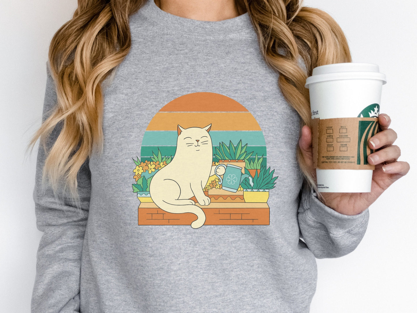 Cat Watering Plants Sweatshirt, Plant Lady Gift, Shirt for Plant Lover, Cat Lover, Gardener, Succulent Enthusiast, Plant Lover Gift Shirt