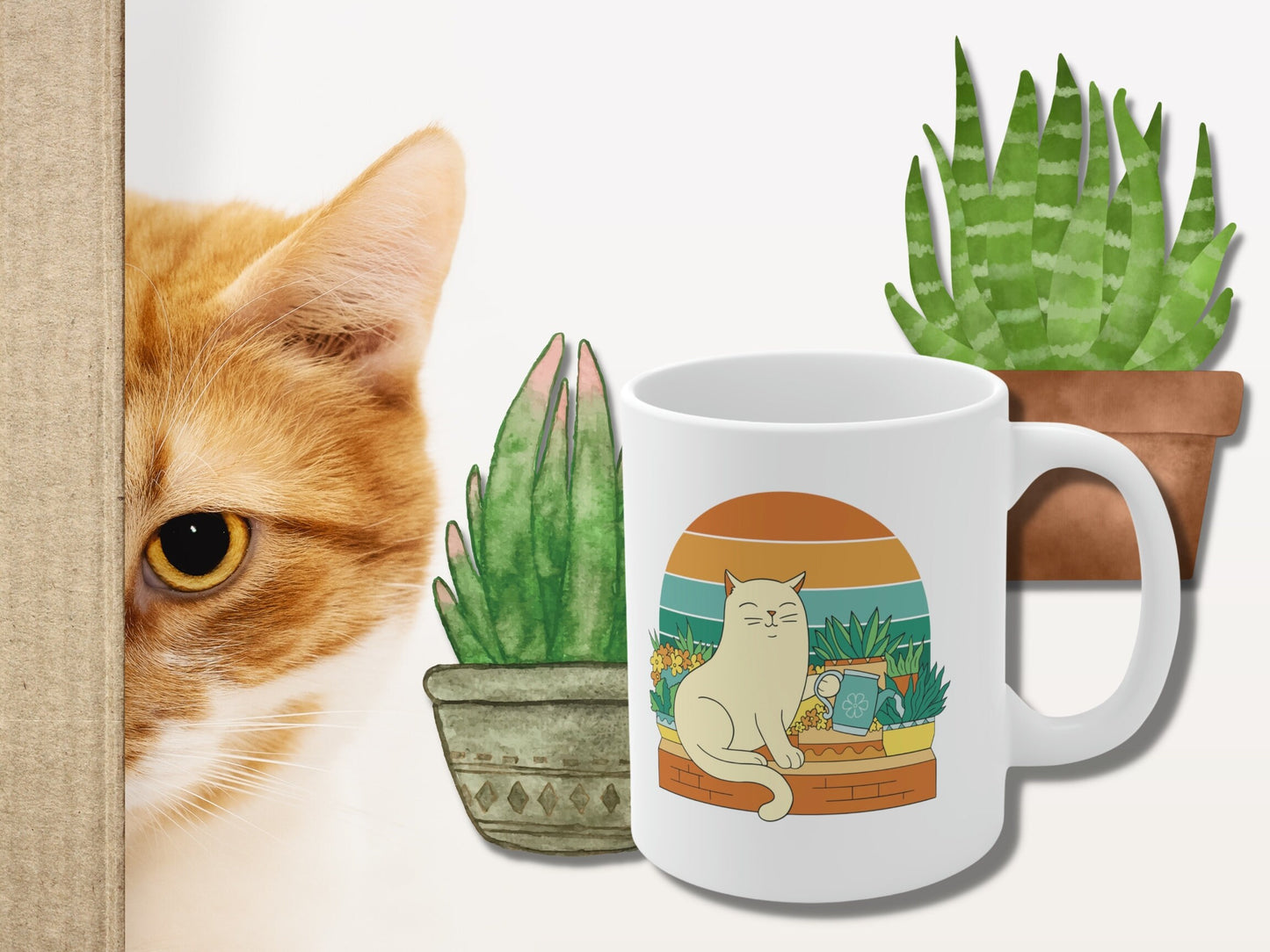 Cats and Plants Mug, Plants and Cats Cup, Cat Lover Mug, Plant Lover Mug, Cats and Coffee, Cat Mug Gift, Plant Mug Gift, Cat Lady Mug