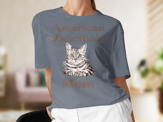 Cute Cat T-Shirt, American Shorthair Cat T-Shirt, Gift for Cat Owner, Cat Nana T-Shirt