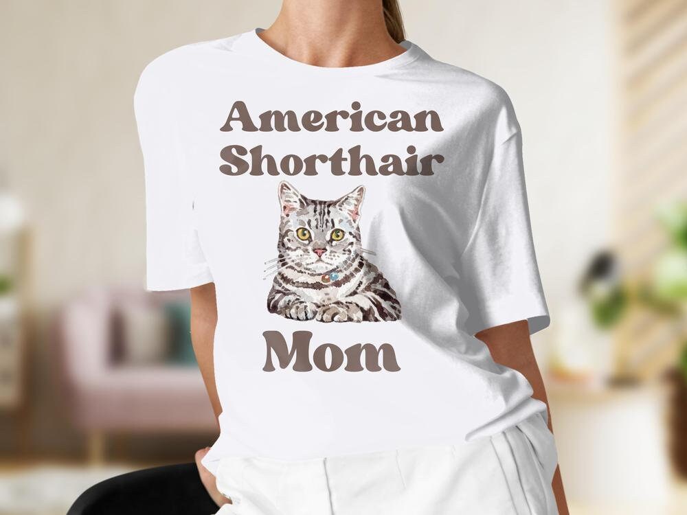Cute Cat T-Shirt, American Shorthair Cat T-Shirt, Gift for Cat Owner, Cat Nana T-Shirt