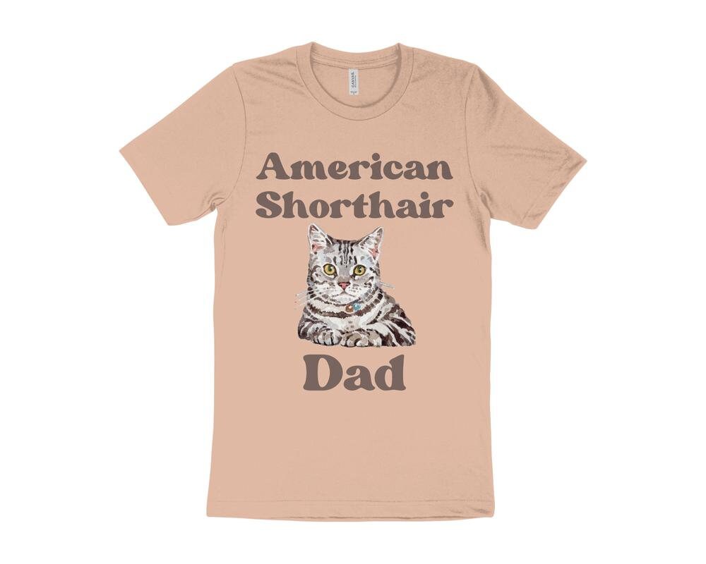 Cute Cat T-Shirt, American Shorthair Cat T-Shirt, Gift for American Shorthair Cat Owner, Cat Dad T-Shirt