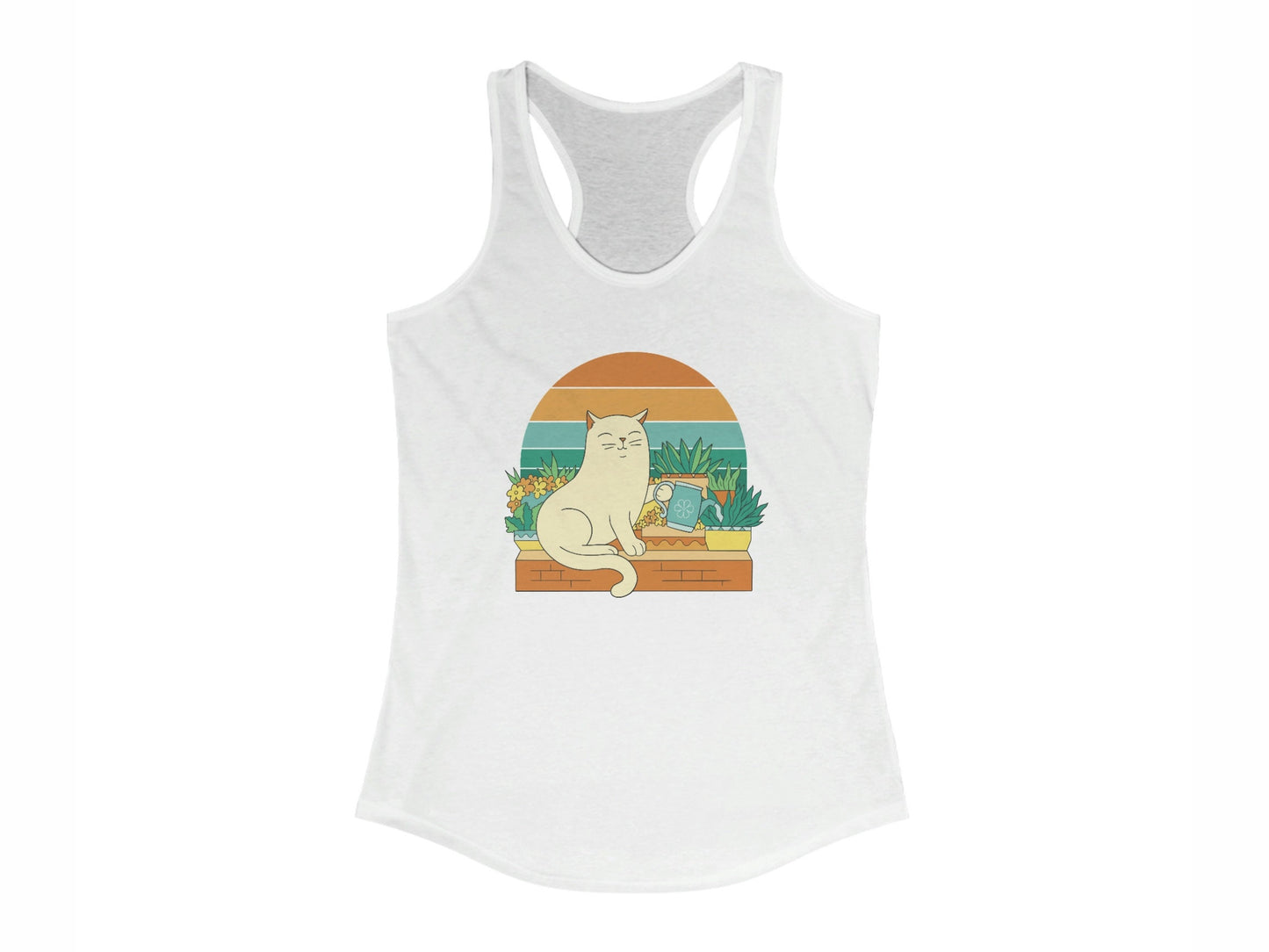 Cat Watering Plants Tank Top, Plant Lady Gift, Racerback for Plant Lover, Cat Lover, Gardener, Succulent Enthusiast, Plant Lover Gift Shirt