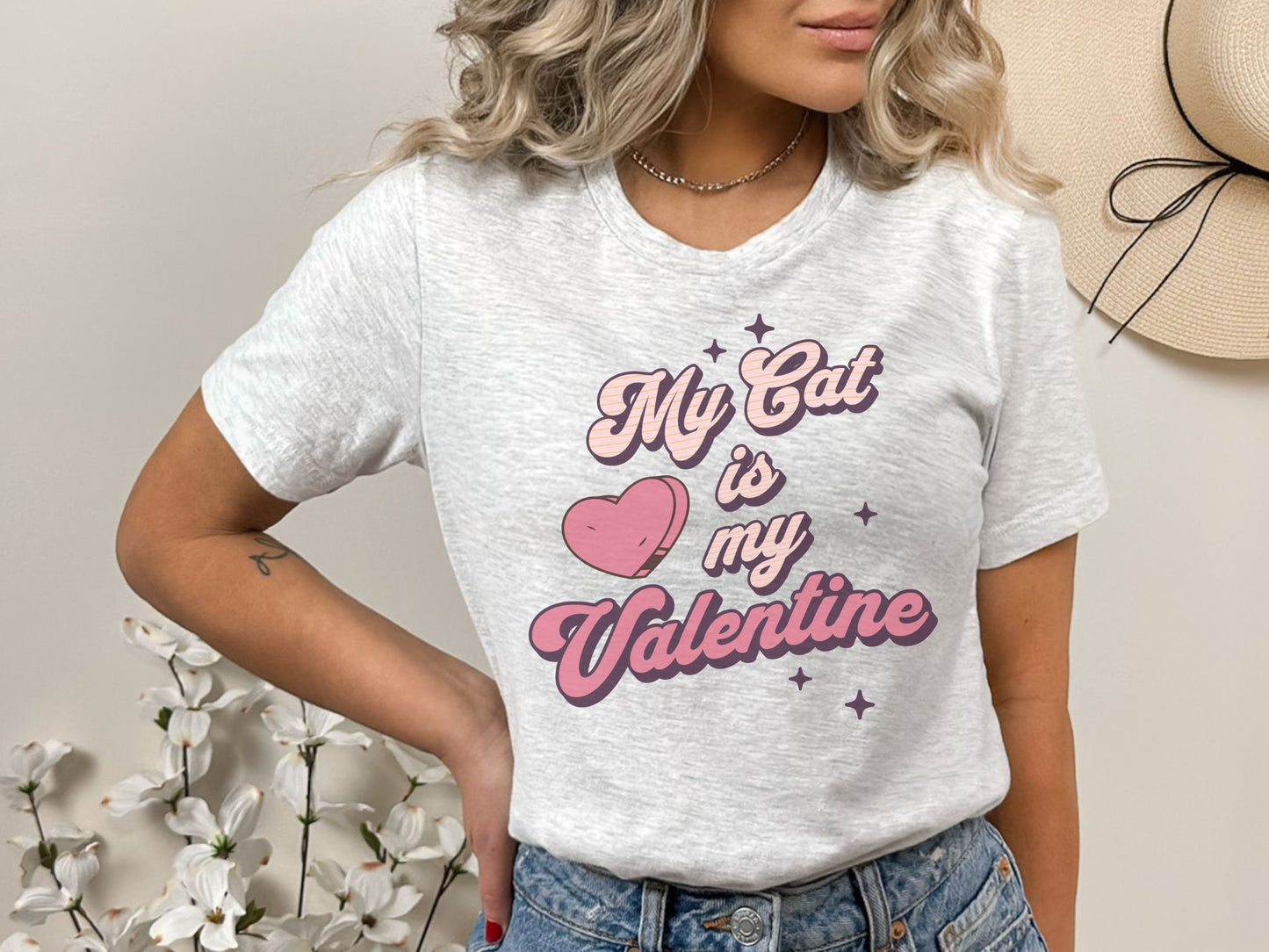 Groovy Valentine Day Cat Shirt, My Cat is My Valentine, Love Cats, Gift for Cat Lovers, Funny Cat Mom Tee