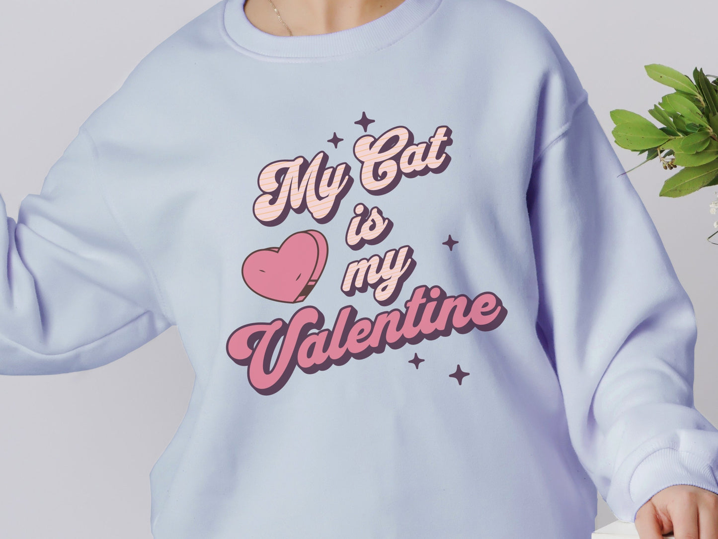Groovy Valentine Day Cat Sweatshirt, My Cat is My Valentine, Love Cats, Gift for Cat Lovers, Funny Cat Mom Top