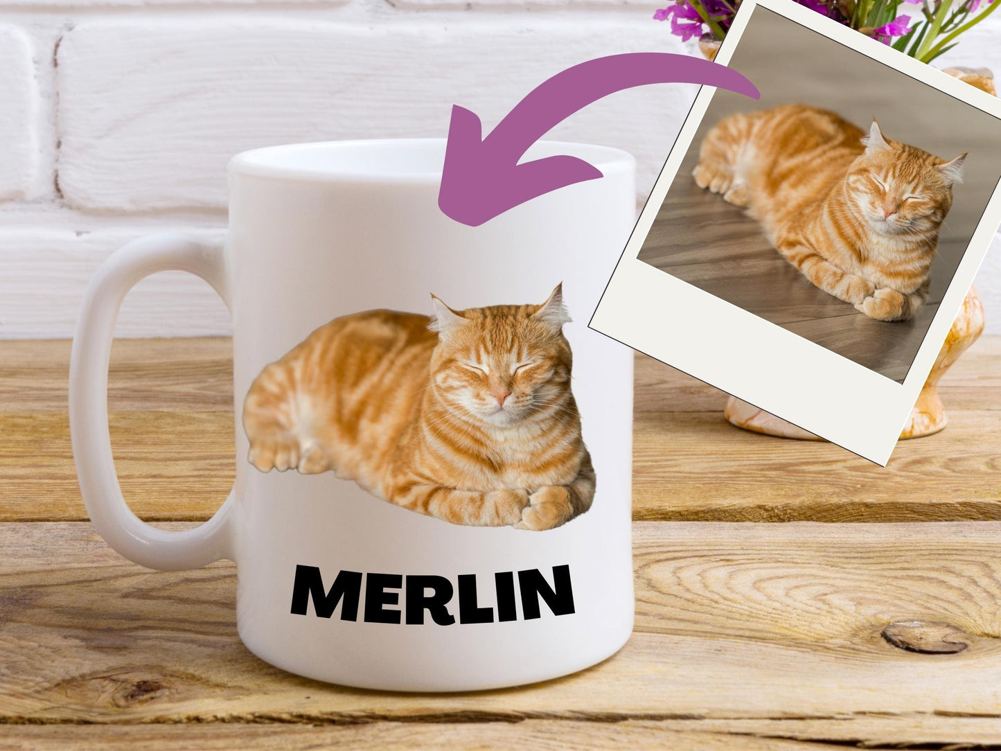Custom Pet Portraits Mug with Name, Personalized Pet Photo Coffee Mug, In Memory of Pet Loss, Pet Photo Birthday Gift for Dog Cat Mom 11oz