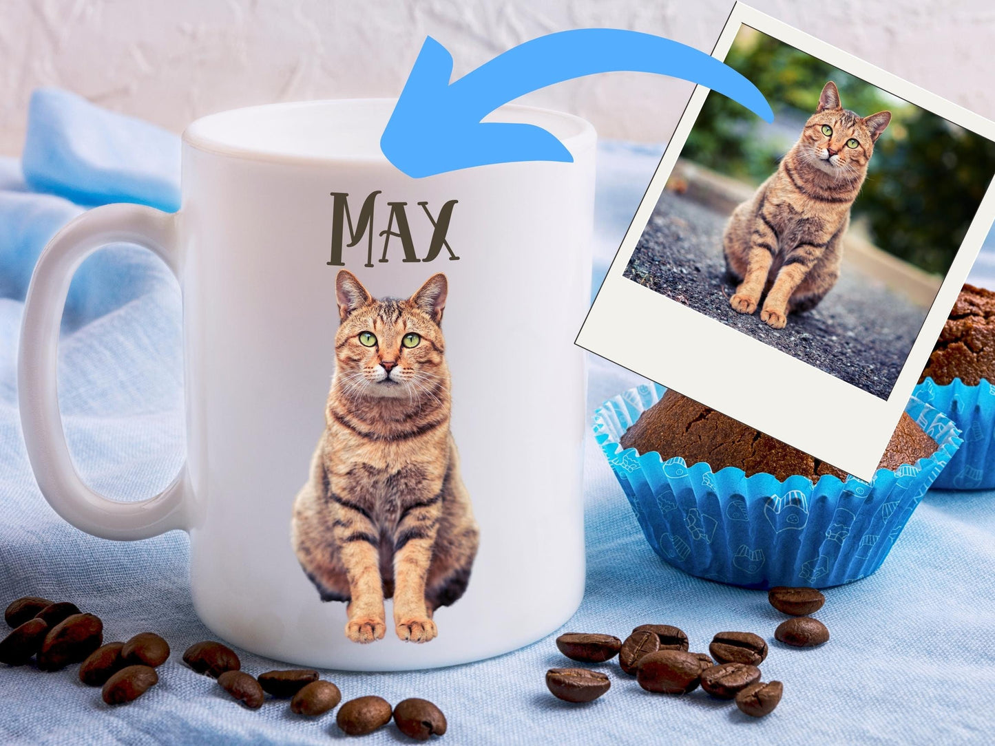 Custom Pet Portraits Mug with Name, Personalized Pet Photo Coffee Mug, In Memory of Pet Loss, Pet Photo Birthday Gift for Dog Cat Mom 11oz
