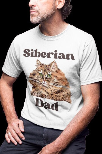 Cute Cat T-Shirt, Siberian Cat T-Shirt, Gift for Siberian Cat Owner, Cat Dad T-Shirt