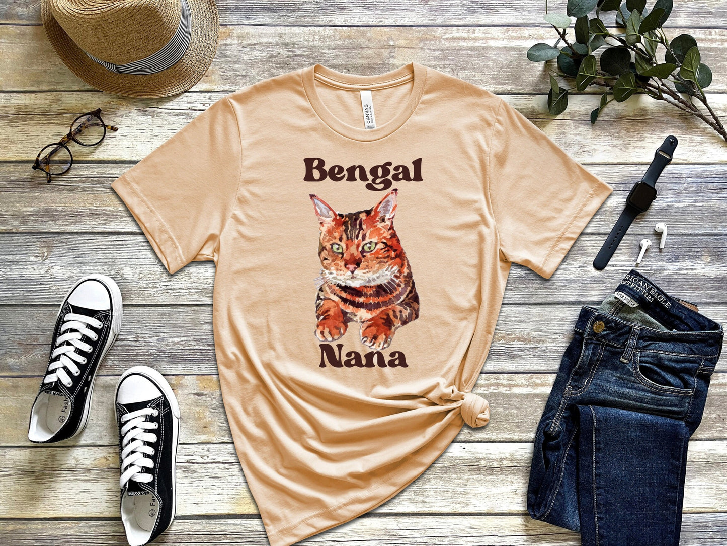 Cute Bengal Cat T-Shirt, Cat T-Shirt, Gift for Bengal Cat Owner, Bengal Cat Nana Grandma T-Shirt