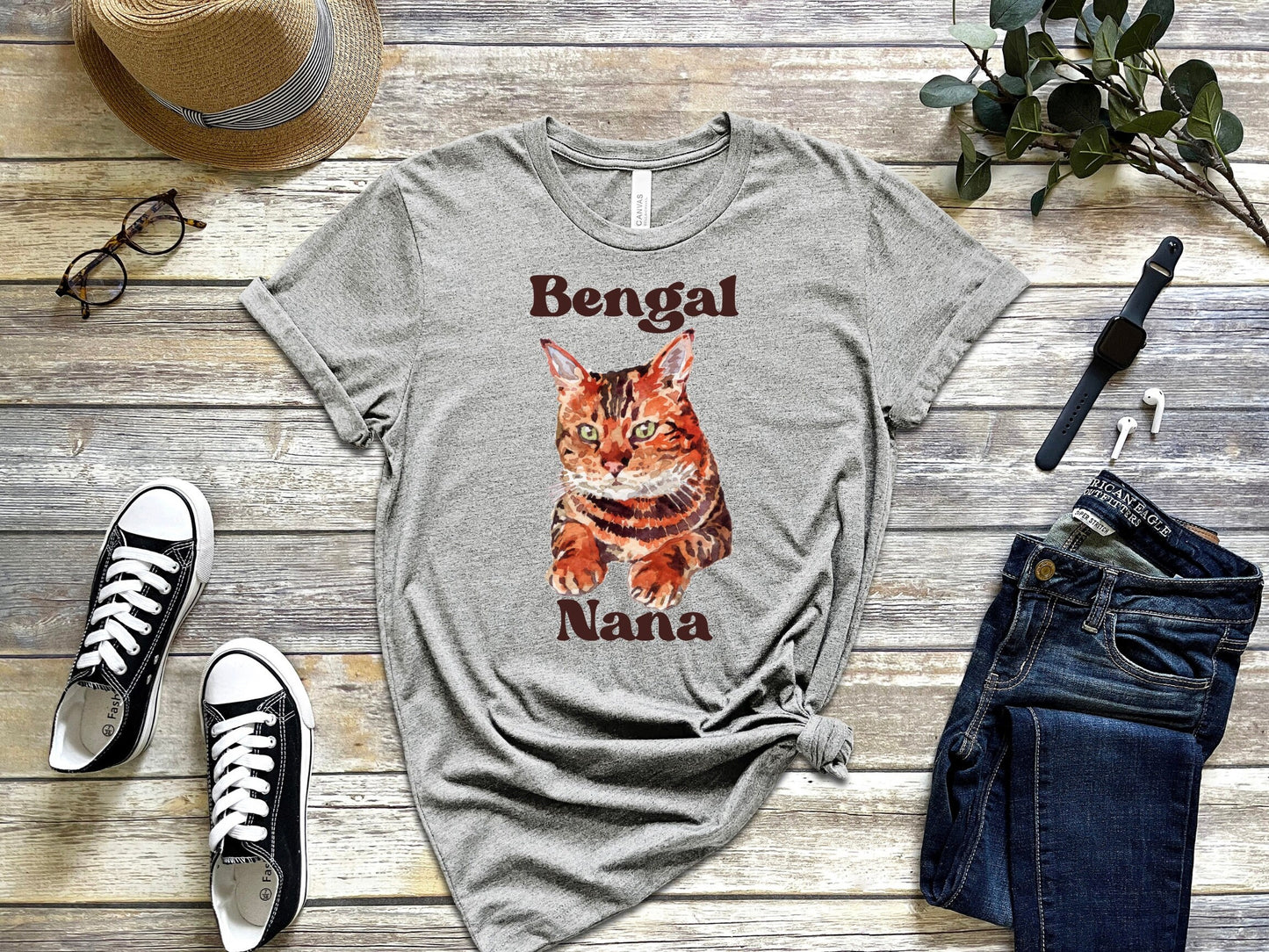 Cute Bengal Cat T-Shirt, Cat T-Shirt, Gift for Bengal Cat Owner, Bengal Cat Nana Grandma T-Shirt