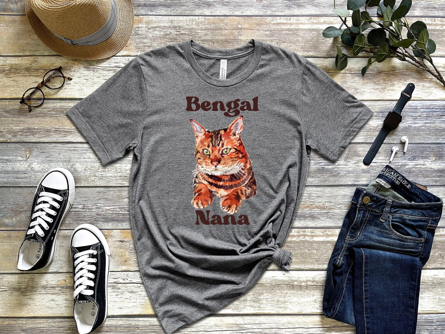 Cute Bengal Cat T-Shirt, Cat T-Shirt, Gift for Bengal Cat Owner, Bengal Cat Nana Grandma T-Shirt