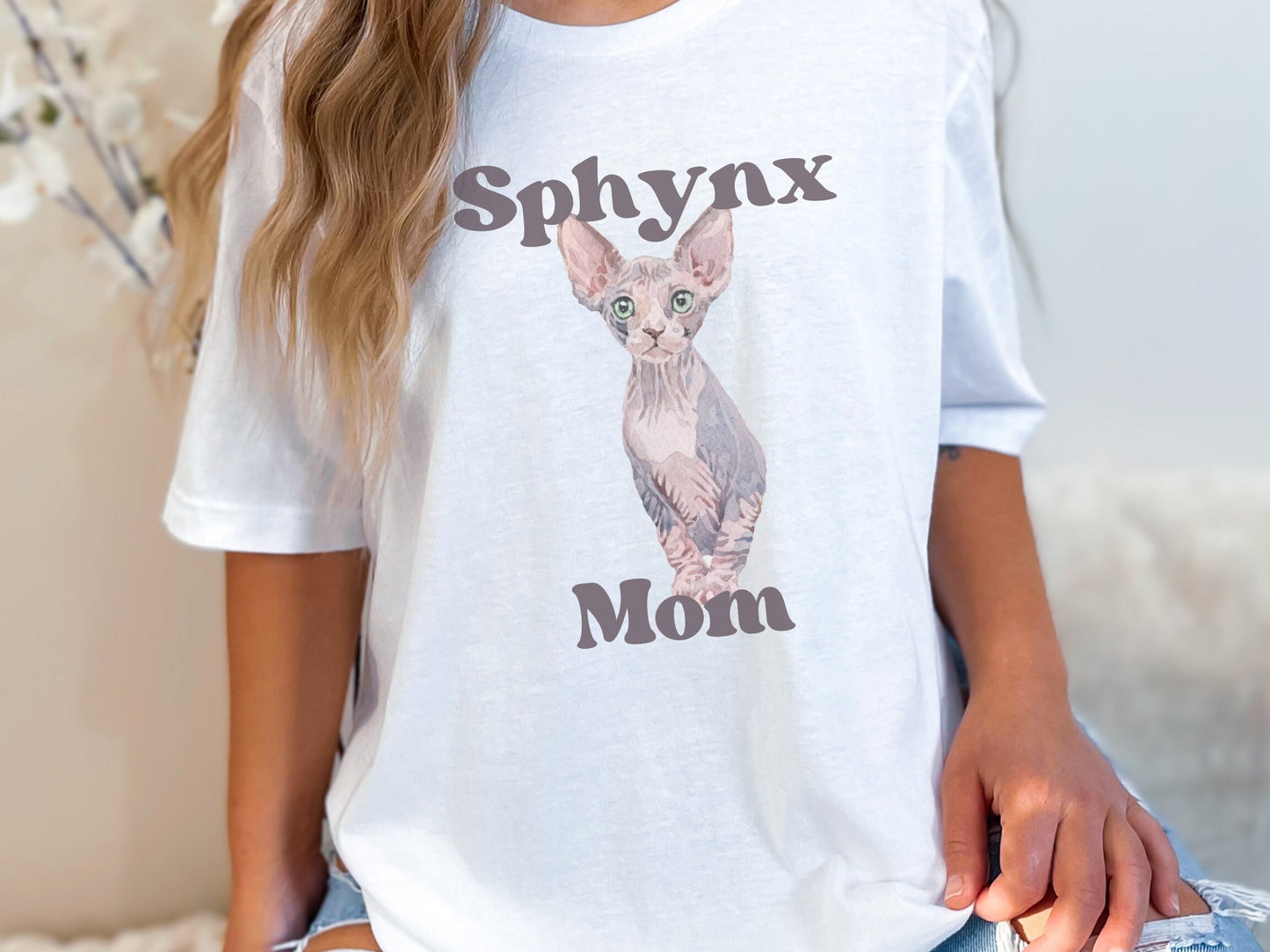 Cute Sphynx Cat Mom T-Shirt, Sphynx Mom Cat T-Shirt, Gift for Sphynx Cat Owner, Cat Mom T-Shirt